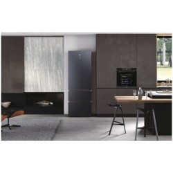 Kühlschrank Combi 3 Türen HTW7720ENMB Inox Schwarz Kapazität von 483 Liter