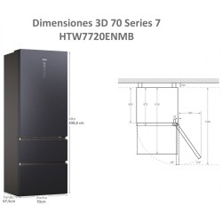 Frigorífico Combi 3 Puertas HAIER HTW7720ENMB Inox Negro Capacidad de 483 Litros