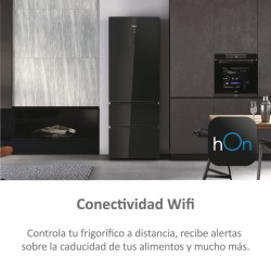Frigorífico Combi 3 Puertas HAIER HTW7720DNGB Cristal Negro Capacidad de 483 Litros
