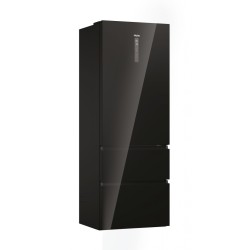 Frigorífico Combi 3 Puertas HAIER HTW7720DNGB Cristal Negro Capacidad de 483 Litros