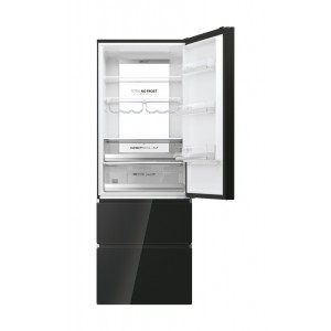 Frigorífico Combi 3 Puertas HAIER HTW7720DNGB Cristal Negro Capacidad de 483 Litros