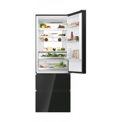 Frigorífico Combi 3 Puertas HAIER HTW7720DNGB Cristal Negro Capacidad de 483 Litros