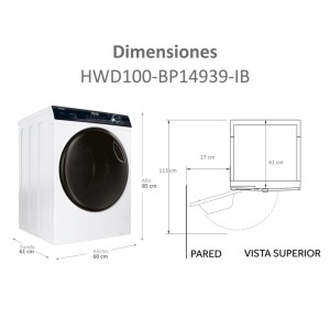 Lavadora Secadora Haier HWD100BP14939IB Blanca 10 Kg / 6 Kg de Capacidad 1400rpm