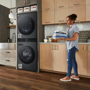 Lavadora Secadora Torre LG WT1210BBF Negro 12 / 10 Kg de Capacidad 1400rpm