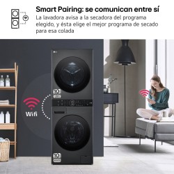 Lavadora Secadora Torre LG WT1210BBF Negro 12 / 10 Kg de Capacidad 1400rpm