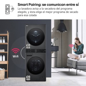 Lavadora Secadora Torre LG WT1210BBF Negro 12 / 10 Kg de Capacidad 1400rpm