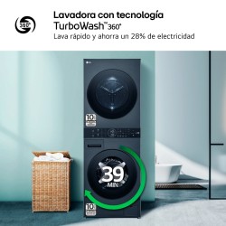 Lavadora Secadora Torre LG WT1210BBF Negro 12 / 10 Kg de Capacidad 1400rpm