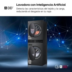Lavadora Secadora Torre LG WT1210BBF Negro 12 / 10 Kg de Capacidad 1400rpm