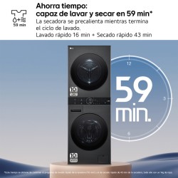 Lavadora Secadora Torre LG WT1210BBF Negro 12 / 10 Kg de Capacidad 1400rpm