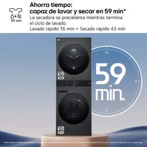 Lavadora Secadora Torre LG WT1210BBF Negro 12 / 10 Kg de Capacidad 1400rpm