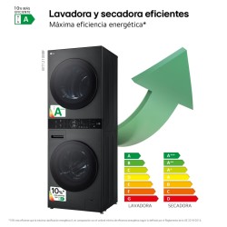 Lavadora Secadora Torre LG WT1210BBF Negro 12 / 10 Kg de Capacidad 1400rpm