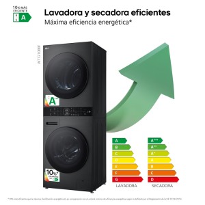 Lavadora Secadora Torre LG WT1210BBF Negro 12 / 10 Kg de Capacidad 1400rpm