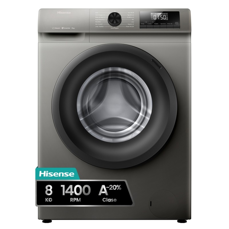 Lavadora Hisense WF1Q8041BT Inox 8 Kg de Capacidad 1400rpm Lavadora Hisense WF1Q8041BT Inox 8 Kg de Capacidad 1400rpm