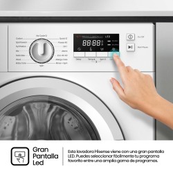 Lavadora Integrable Hisense WF3M841BWIES 8 Kg de Capacidad 1400rpm