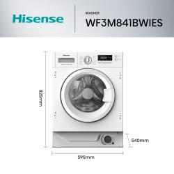 Lavadora Integrable Hisense WF3M841BWIES 8 Kg de Capacidad 1400rpm