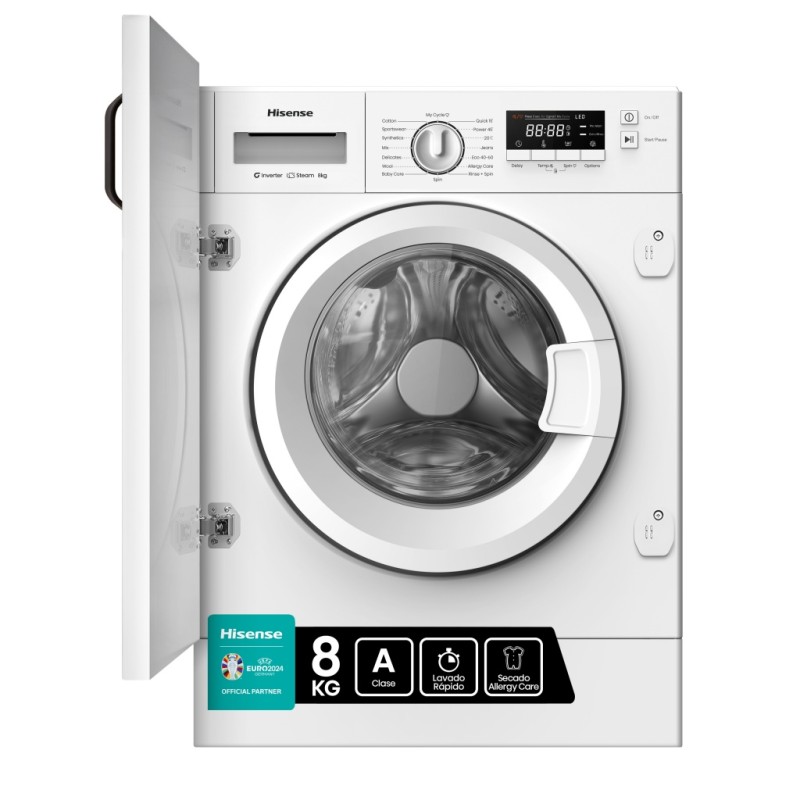 Lavadora Integrable Hisense WF3M841BWIES 8 Kg de Capacidad 1400rpm