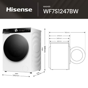Waschmaschine Hisense WF7S1247BW Weiß 12 kg Kapazität 1400rpm