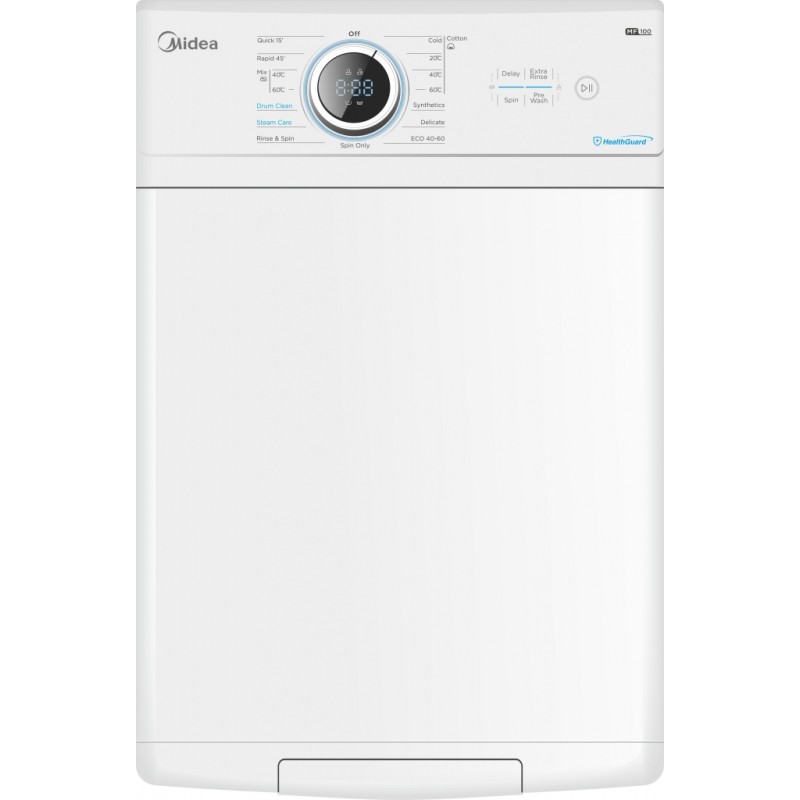 Lavadora de Carga Superior Midea MF100T80BW Blanca 8 Kg de Capacidad 1250rpm