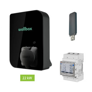 Kit WALLBOX Cargador Copper SB Trifásico 22 kW + Medidor de energía EM340 + Dongle 4G