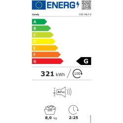 Secadora de Evacuación Candy CSEV8LFS Blanca 8 Kg de Capacidad