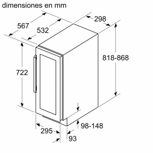 Einbau-Weinkühlschrank Balay 3WUF073B für 21 Flaschen 82x30x57 cm