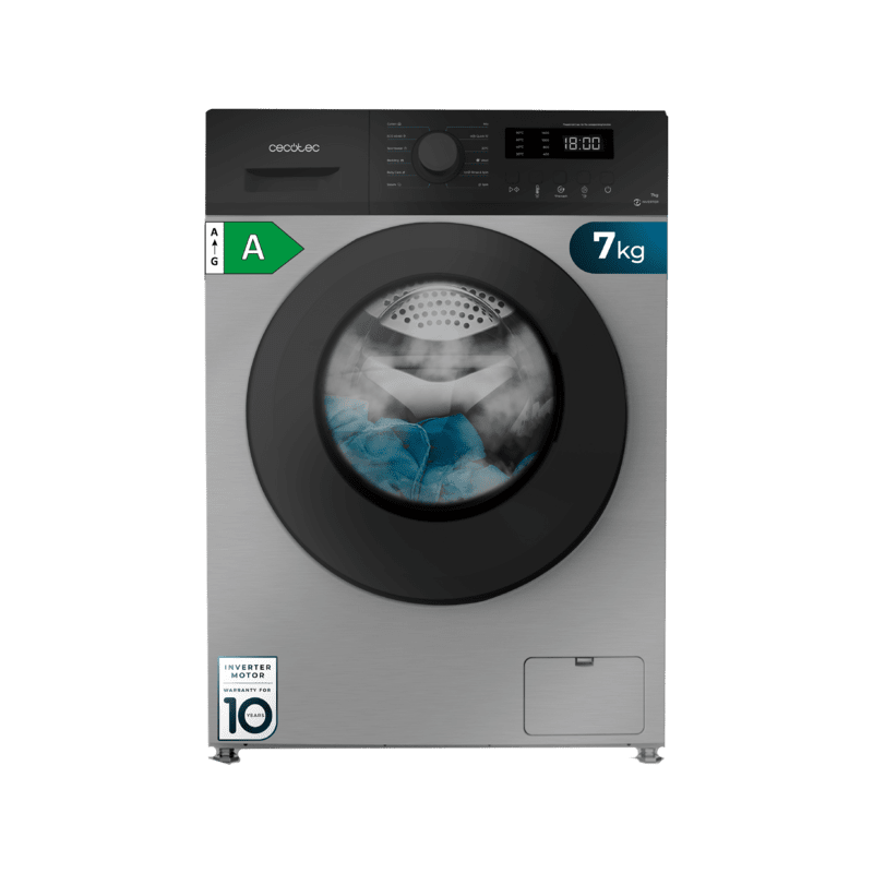 Lavadora Cecotec Bolero DressCode 7150 Inverter Steel A 7 Kg de Capacidad