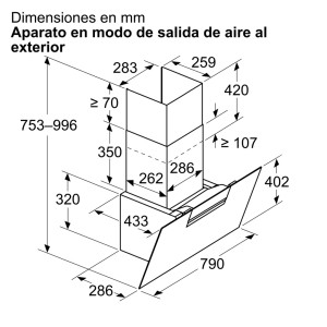 Campana Extractora Decorativa Inclinada Balay 3BC587GNH Cristal Negro 80cm