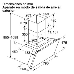 Campana Extractora Decorativa Inclinada Balay 3BC587LB Cristal Blanco 80cm