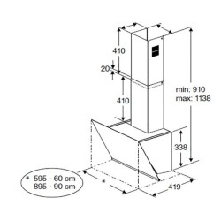 Schräge dekorative Dunstabzugshaube Beko BHCA96641BBHS Black Crystal 90cm