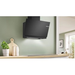 Dekorative schräge Dunstabzugshaube Bosch DWK81AN60 Schwarzes Glas 80cm