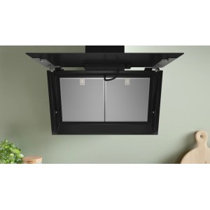 Dekorative schräge Dunstabzugshaube Bosch DWK81AN60 Schwarzes Glas 80cm