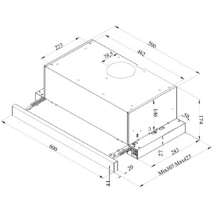 Dunstabzugshaube Ausziehbares Teleskop Beko HNT61311X Stahl Inox 60cm