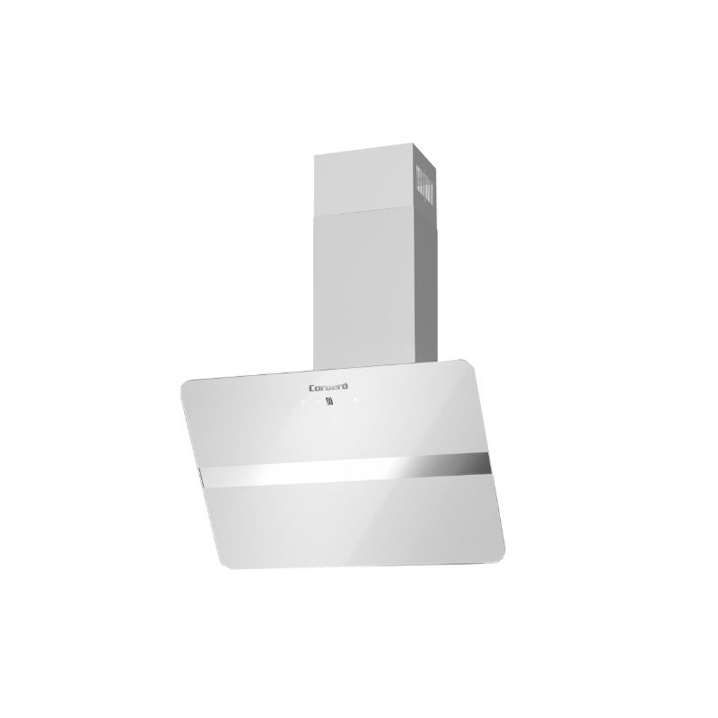 Dekorative schräge Dunstabzugshaube Corbero VICTORIA660W Weißes Glas 60cm