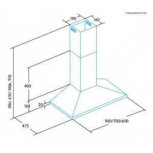 Dunstabzugshaube Dekorativ Edesa ECP9411X Stahl Inox 90cm
