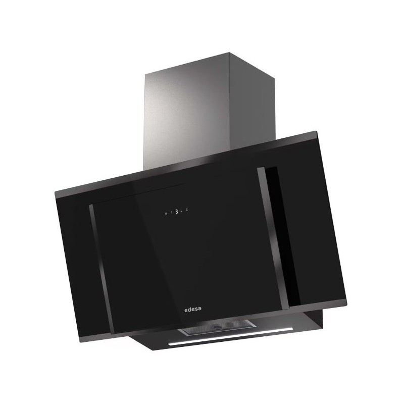 Geneigte dekorative Dunstabzugshaube Edesa ECV98321GBK Schwarz 90cm