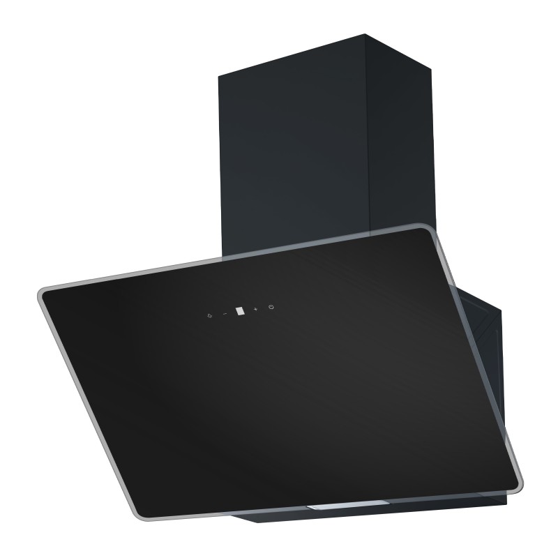 Campana Extractora Decorativa Inclinada Midea MH90A3200BES Cristal Negro 90cm