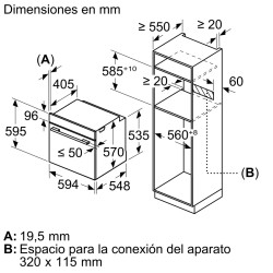 Horno Multifunción Pirolítico Bosch HBA574ES3 71 Litros de Capacidad