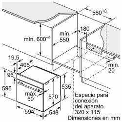 Pyrolytischer Multifunktionsofen mit Dampffunktion Bosch HQA574ES3 71 Liter Fassungsvermögen Hydrolithisch