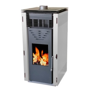 Pelletofen ohne Elektrischen Strom CERO REM 10 kW Weiß Pelletheizung mit ECODESING