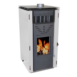 Estufa de Pellet CERO REM sin Corriente 10 kW Blanca
