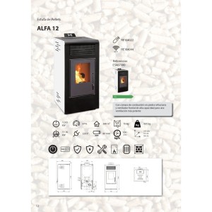 Estufa de Pellet ALFA 12 kW Blanca