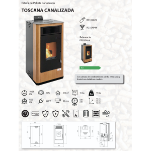 Pelletofen TOSCANA KANALISIERBAR 10 kW Kanalisier Pelletkamin A+