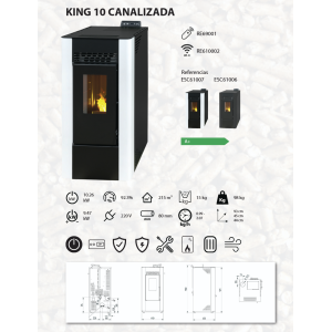 Estufa de Pellet KING 10 CANALIZADA 10 kW Blanca