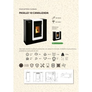 Pelletofen PASILLO 10 KANALISIERBAR 10 kW Schwarz Kanalisier Pelletkamin A+