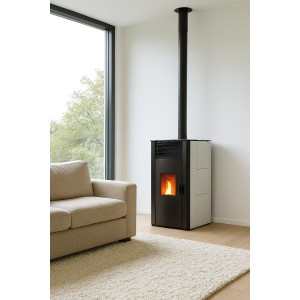Pelletofen GYDA KANALISIERBAR 14,3 kW Weiß Kanalisier Pelletkamin A+