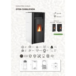 Pelletofen GYDA KANALISIERBAR 14,3 kW Schwarz Kanalisier Pelletkamin A+