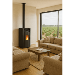 Pelletofen GYDA KANALISIERBAR 14,3 kW Schwarz Kanalisier Pelletkamin A+