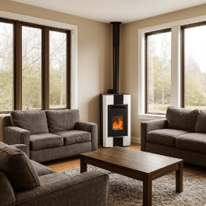 Pelletofen ENERGY FIRE 15 KANALISIERBAR 14,1 kW Weiß Kanalisier Pelletkamin A+