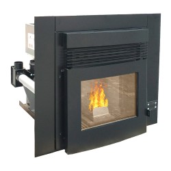 Einbau-Pelletofen INSERT 12 KANALISIERBAR 12 kW Schwarz Kanalisier Pelletkamin A+