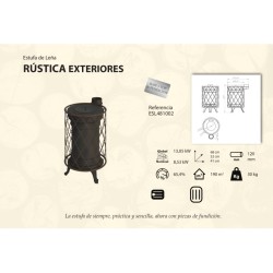 Estufa de Leña para Exteriores EIDER RÚSTICA EXTERIORES 13,05 kW Compacta 68x52x41cm